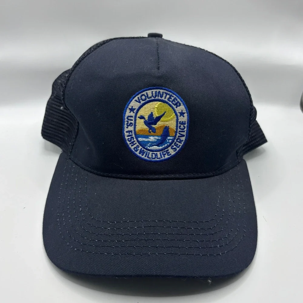Vintage Trucker Hat US Fish & Wildlife Service Navy Blue Mesh USA National Park